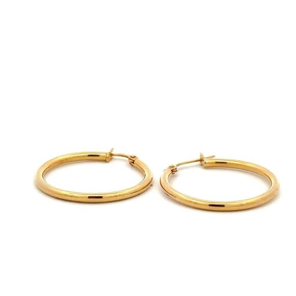 18K Gold Earrings Hoops Polished 1.48 grams - Picture 6 of 9